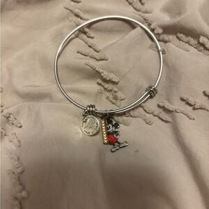 Silver Charm Bracelet with Mickey Mouse Pendant